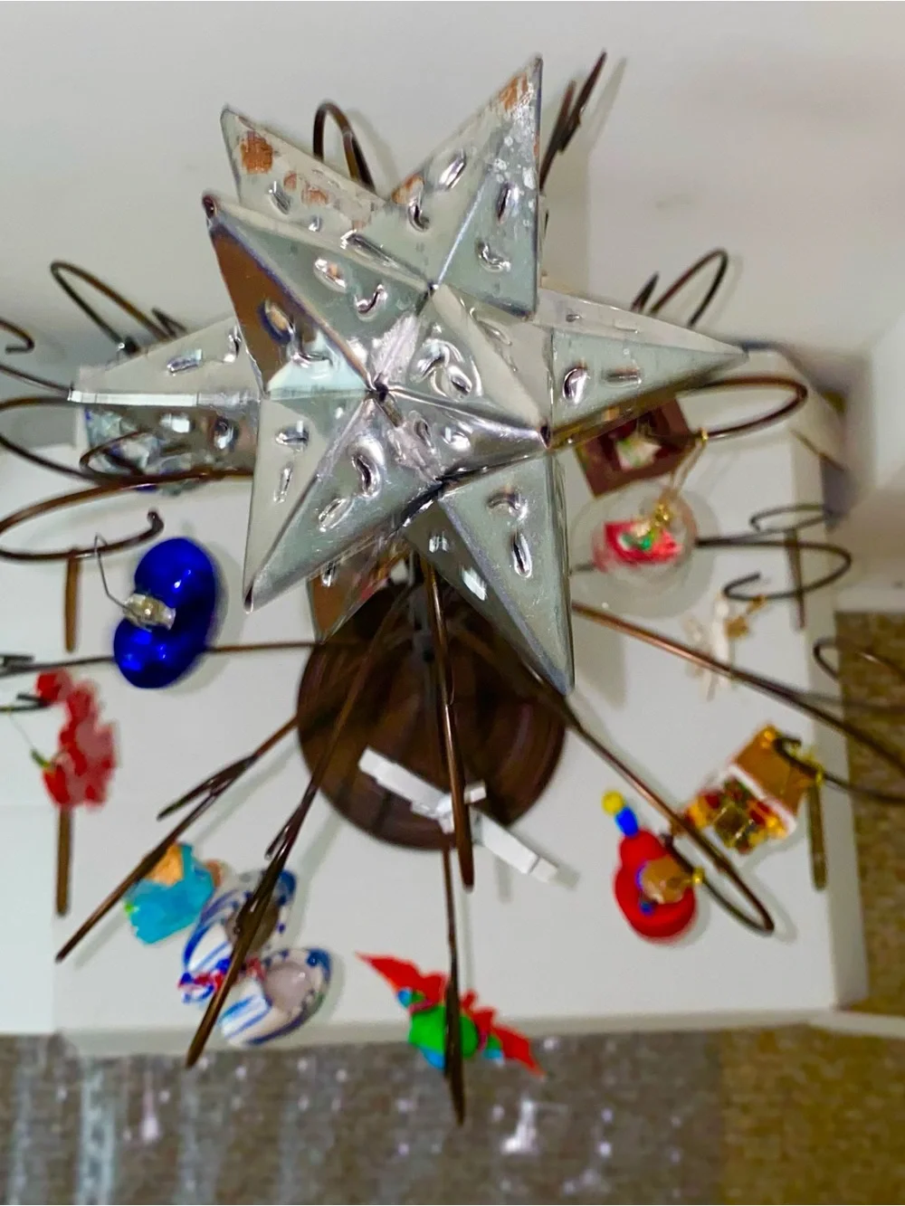 Holiday Ornament Metal Scroll Tree For Ornaments Display. H 24”. W 14”.